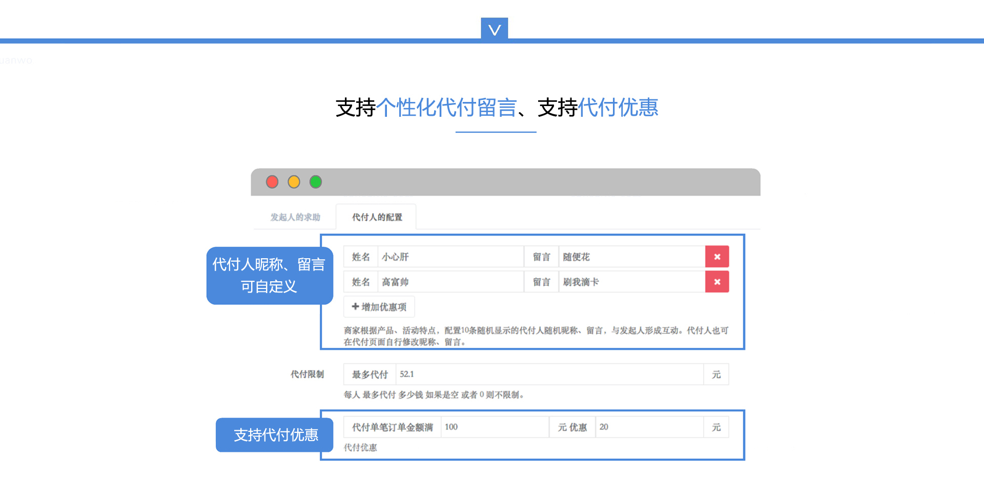 支持代付留言